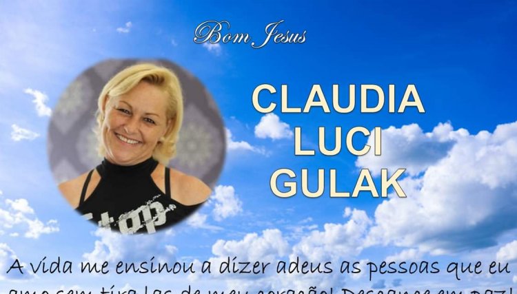 Plano Bom Jesus comunica o falecimento de Claudia Luci Gulak em Cafelândia