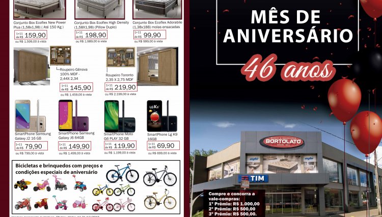 Bortolato lança mega promoção em comemoração dos seus 46 anos