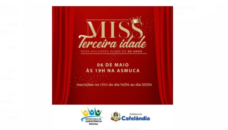Assistência Social realizará em maio Concurso do Miss Terceira Idade Cafelândia 2022