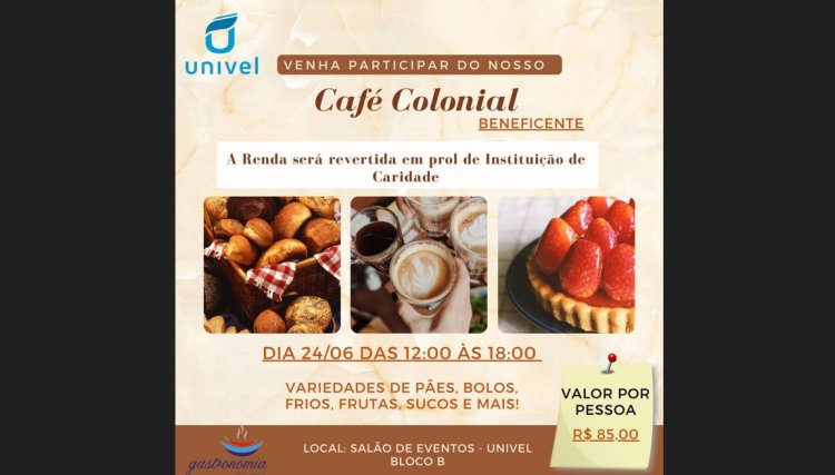 Café colonial beneficente será realizado pelos acadêmicos de gastronomia da Univel