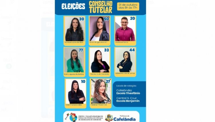 Eleições do Conselho Tutelar acontecem neste domingo, confira os candidatos de Cafelândia 