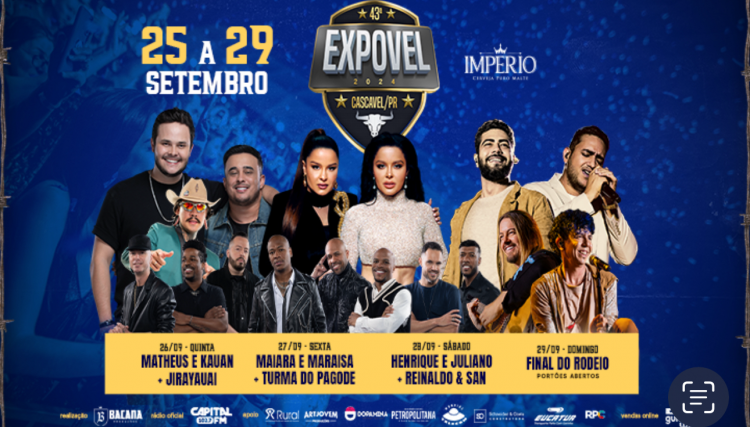 Entrada na EXPOVEL 2024 em dias de shows e permanência de menores; veja regras