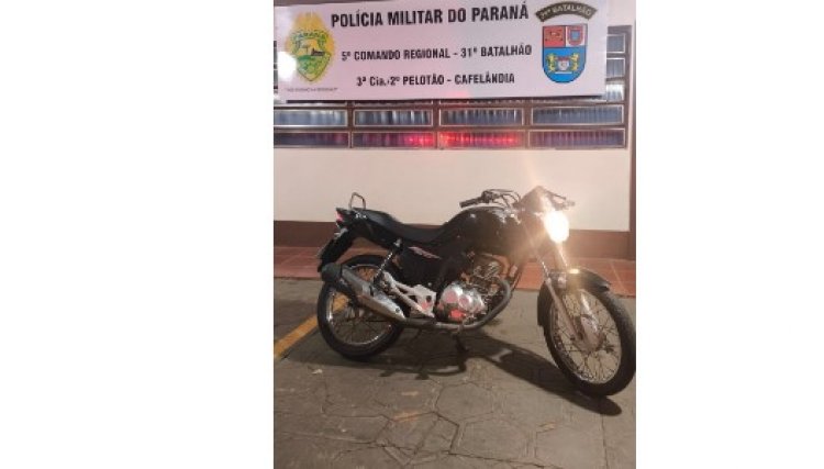 Motocicleta é apreendida em Cafelândia por infração de trânsito