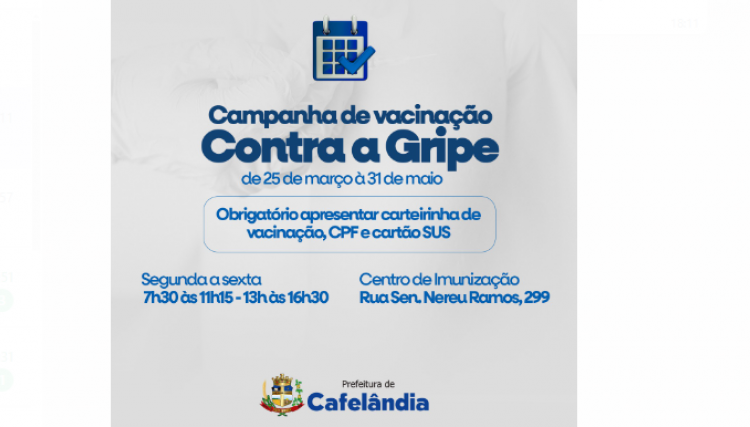 Campanha de vacinação contra a gripe inicia na segunda-feira, 25