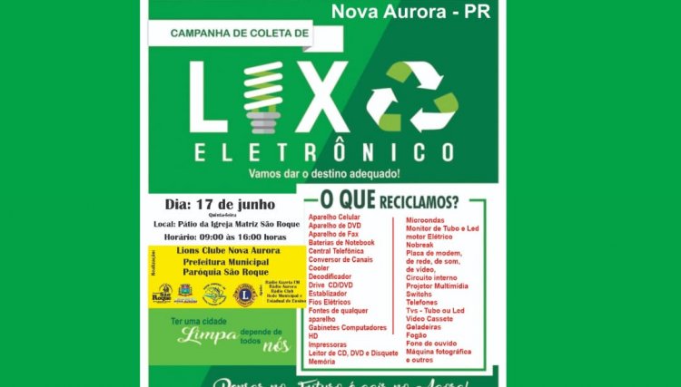 Município realiza campanha de recolha de lixo eletrônico nesta quinta, dia 17 de junho