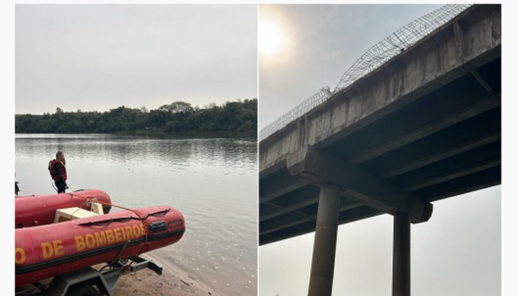 Carro cai da ponte no Rio Piquiri nesta madrugada de domingo 