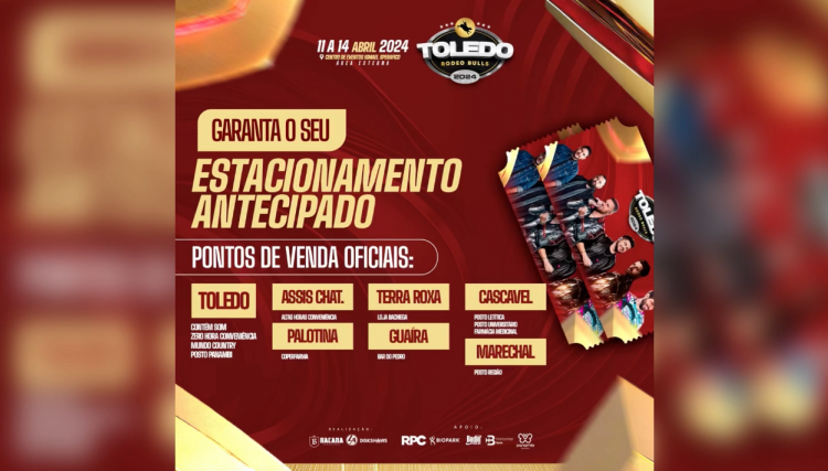 Contagem Regressiva. Faltam 10 dias para o Toledo rodeo Bulls! Saiba como adquirir seu Estacionamento Antecipadamente